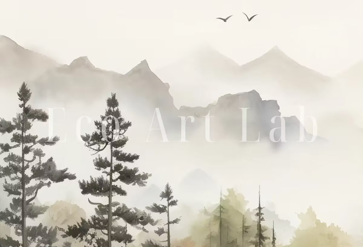 Watercolor Forest Landscape Printable. Fall Printable Wall Art. Digital Art. Autumn Forest Trees Painting Print. Nature Decor. Forest Art – Printable Wall Art