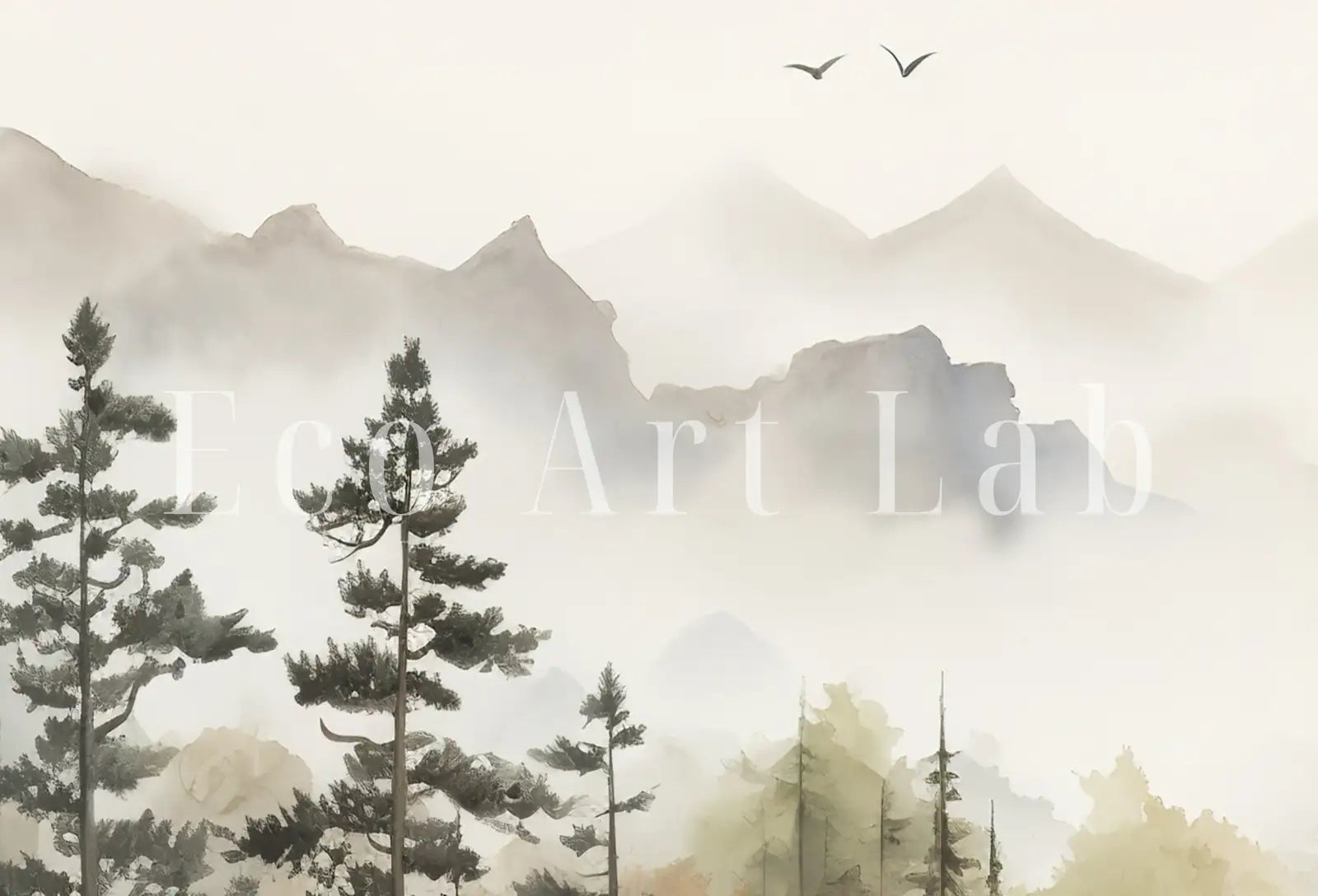 Paysage forestier à l’aquarelle à imprimer. Art mural d’automne à imprimer. Art numérique. Impression de peinture d’arbres de forêt d’automne. Décor de la nature. Art de forêt