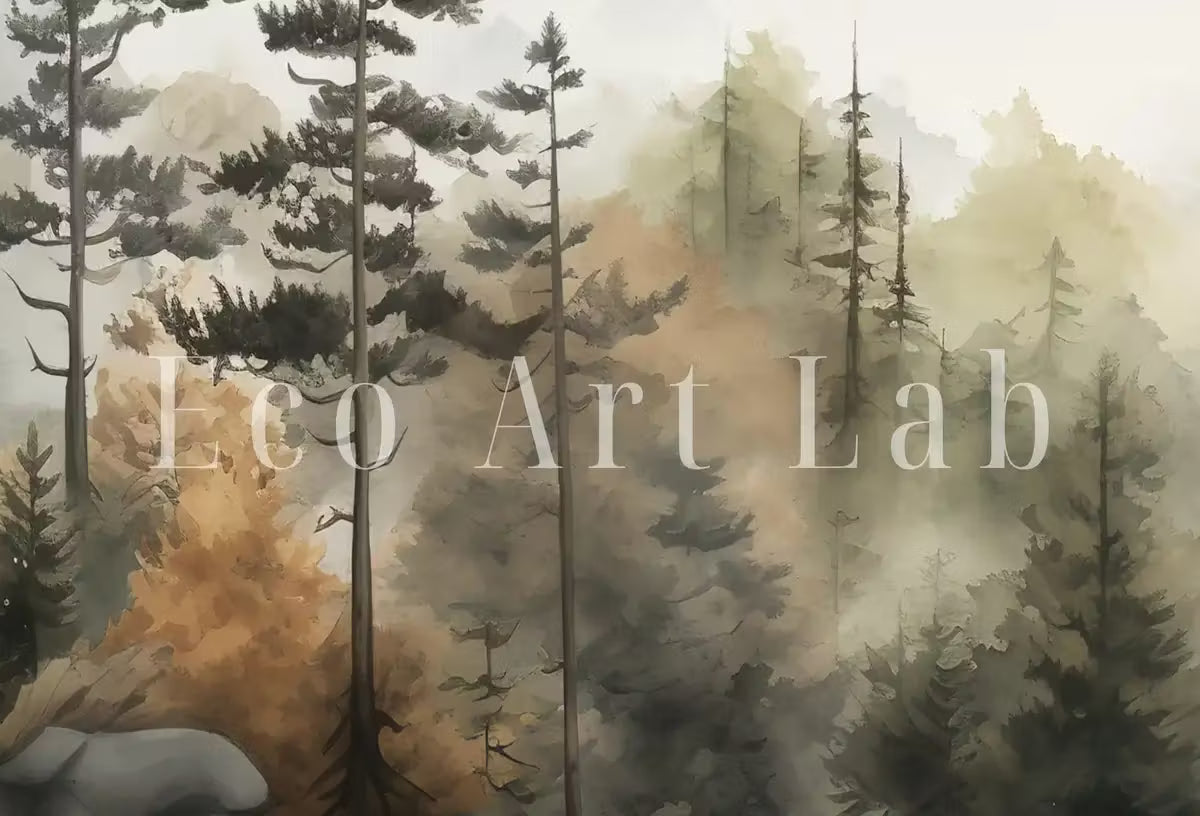 Watercolor Forest Landscape Printable. Fall Printable Wall Art. Digital Art. Autumn Forest Trees Painting Print. Nature Decor. Forest Art – Printable Wall Art