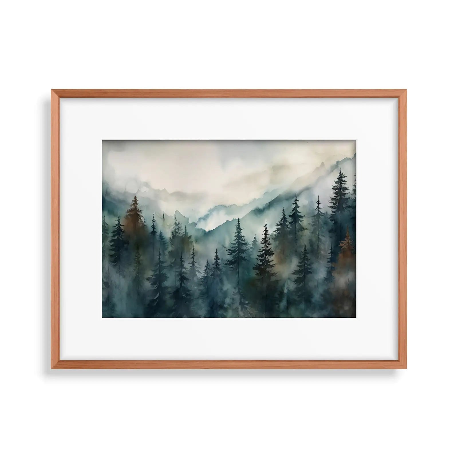 Watercolor Forest Landscape Printable. Green Forest Trees Painting Print. Printable Wall Art. Digital Art. Nature Decor. Mountain Forest Art – Printable Wall Art Digital Download – Digital Download