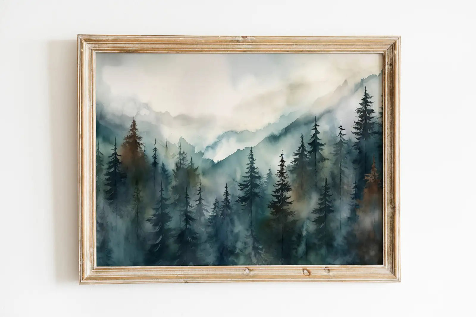Watercolor Forest Landscape Printable. Green Forest Trees Painting Print. Printable Wall Art. Digital Art. Nature Decor. Mountain Forest Art – Printable Wall Art Digital Download – Digital Download