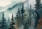 Included artwork preview showing first selection of artworks from Watercolor Forest Landscape Printable. Green Forest Trees Painting Print. Printable Wall Art. Digital Art. Nature Decor. Mountain Forest Art. (variation 1)