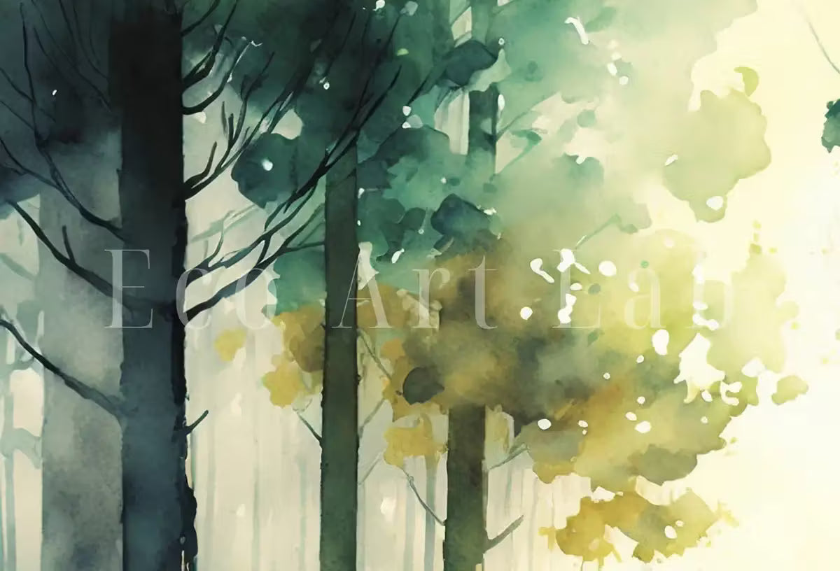 Watercolor Forest Landscape Printable. Printable Wall Art. Colorful Forest Trees Painting Print. Digital Art. Nature Decor. Forest Painting – Printable Wall Art