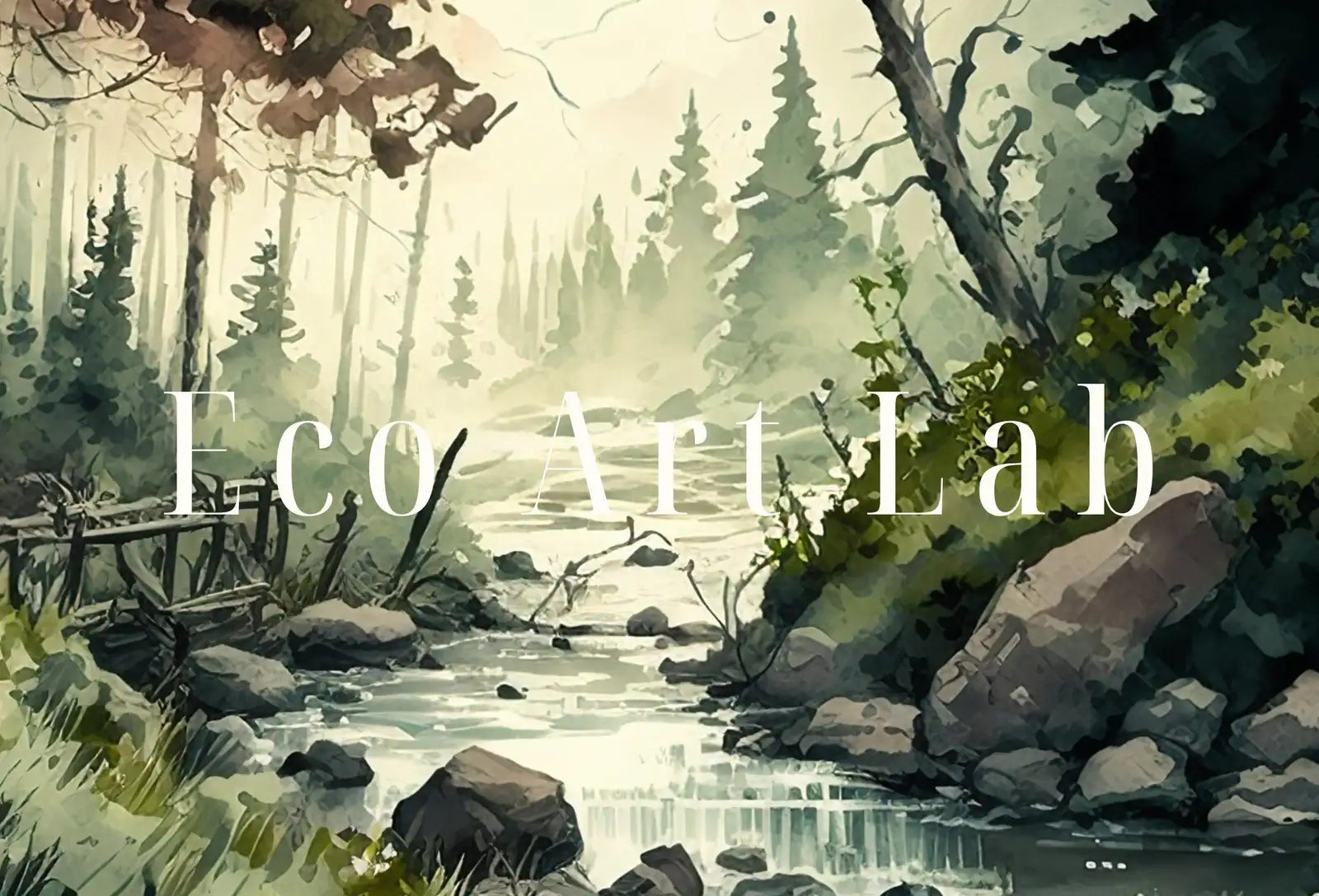 Paysage forestier à l’aquarelle à télécharger, art mural à télécharger, art numérique, peinture d’arbres de forêt verte, décoration de nature, art de forêt de montagne