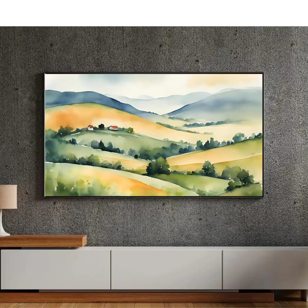 Watercolor Hills Art For Frame TV. Pastel Minimalist Decor For Samsung Frame TV. Colorful Landscape View For Frame TV 4K. – Frame TV  Art