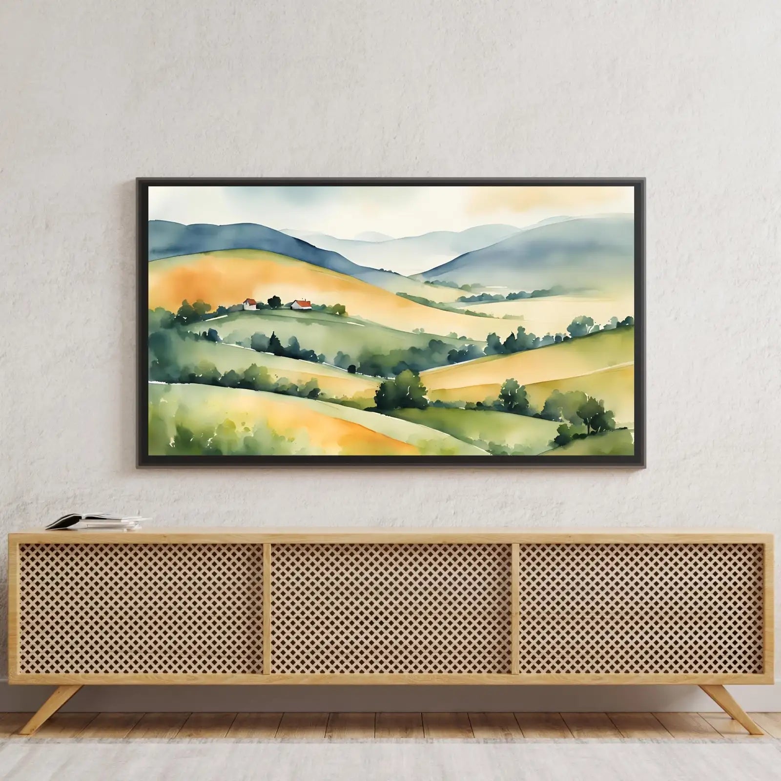 Watercolor Hills Art For Frame TV. Pastel Minimalist Decor For Samsung Frame TV. Colorful Landscape View For Frame TV 4K. – Frame TV Digital Download Art – Digital Download