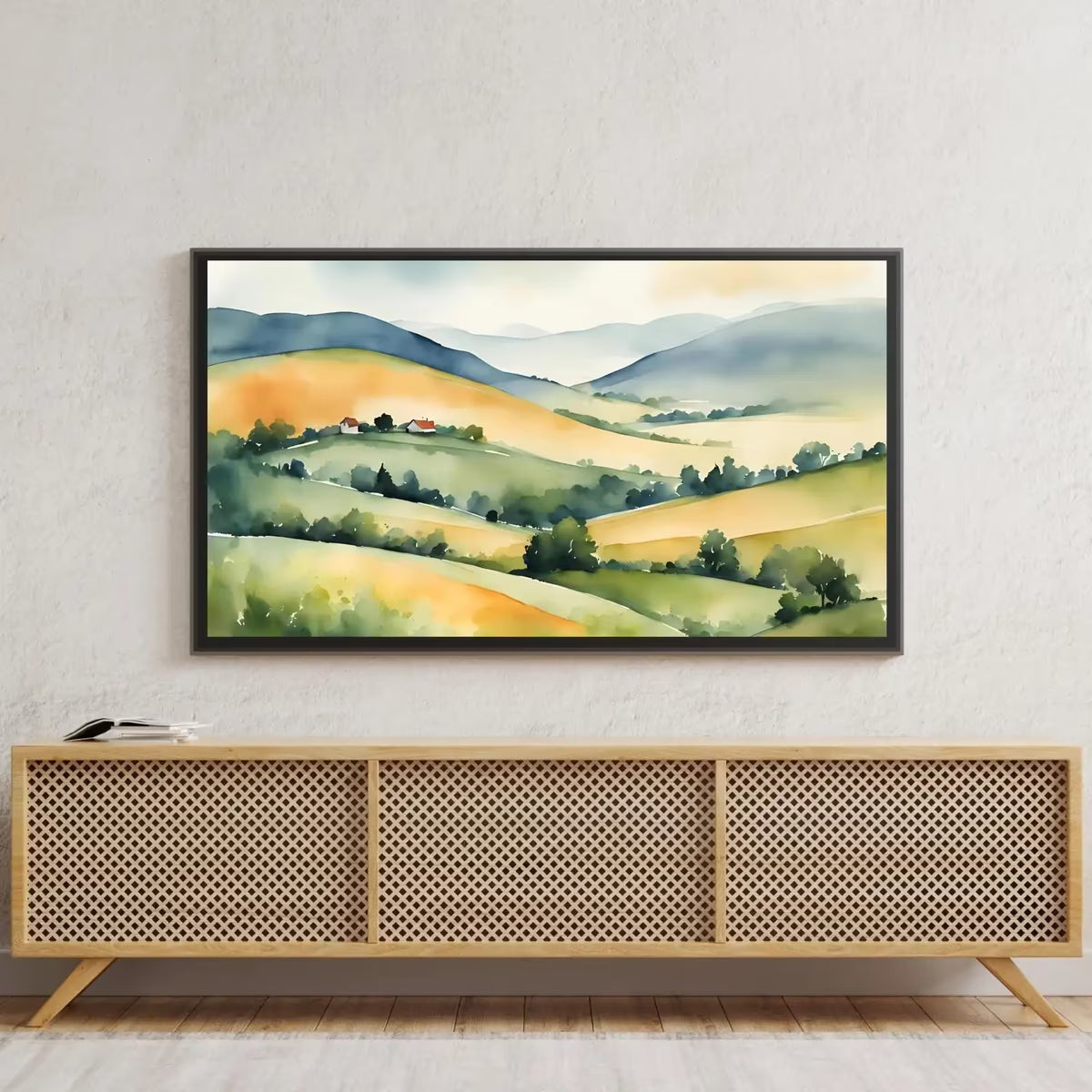 Watercolor Hills Art For Frame TV. Pastel Minimalist Decor For Samsung Frame TV. Colorful Landscape View For Frame TV 4K. – Frame TV  Art
