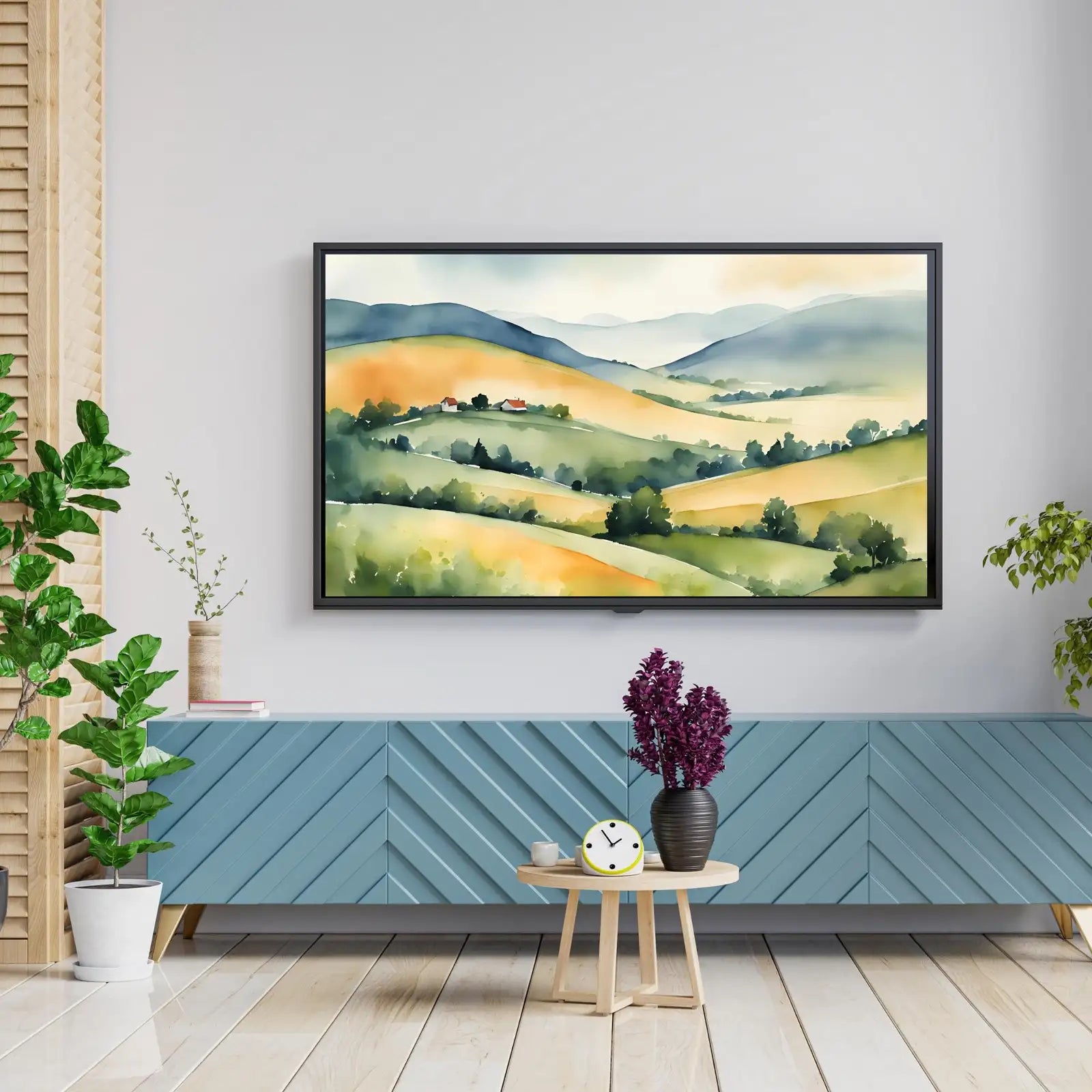 Watercolor Hills Art For Frame TV. Pastel Minimalist Decor For Samsung Frame TV. Colorful Landscape View For Frame TV 4K. – Frame TV Digital Download Art – Digital Download
