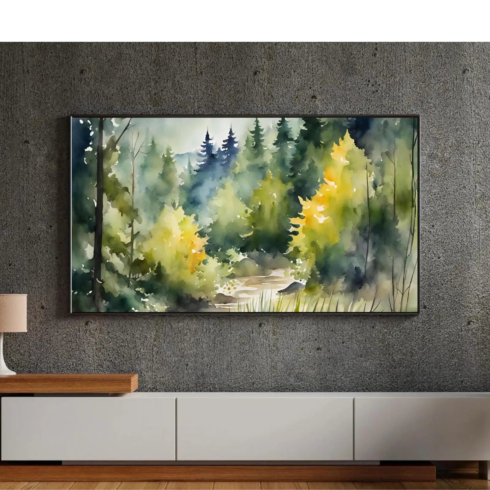 Included artwork preview showing first selection of artworks from Watercolor Minimalist Art For Frame TV I Minimalist Mountain Landscape Decor I Nature Abstract Digital Download.