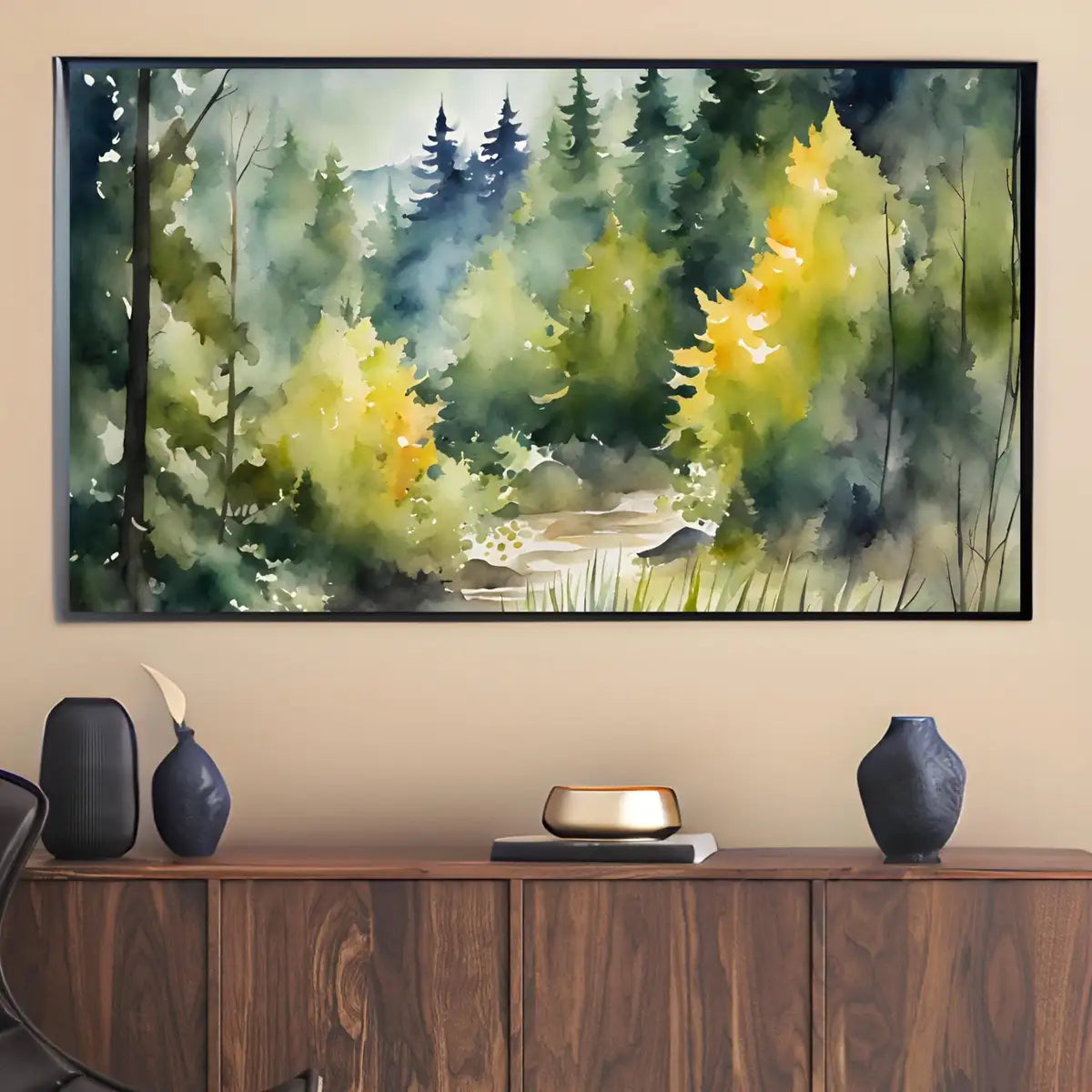 Detail view of artwork from Watercolor Minimalist Art For Frame TV I Minimalist Mountain Landscape Decor I Nature Abstract Digital Download. (variation 2)