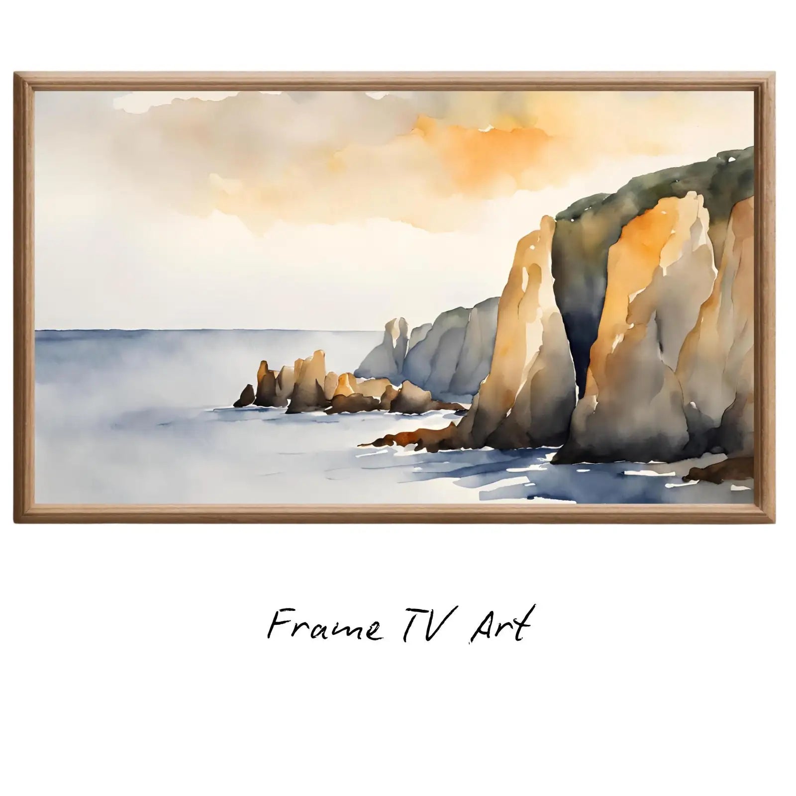 Watercolor Minimalist Frame TV Art. Contemporary 4K Digital Art for Samsung Frame TV. Minimalist Ocean Landscape Decor. – Frame TV Digital Download Art – Digital Download