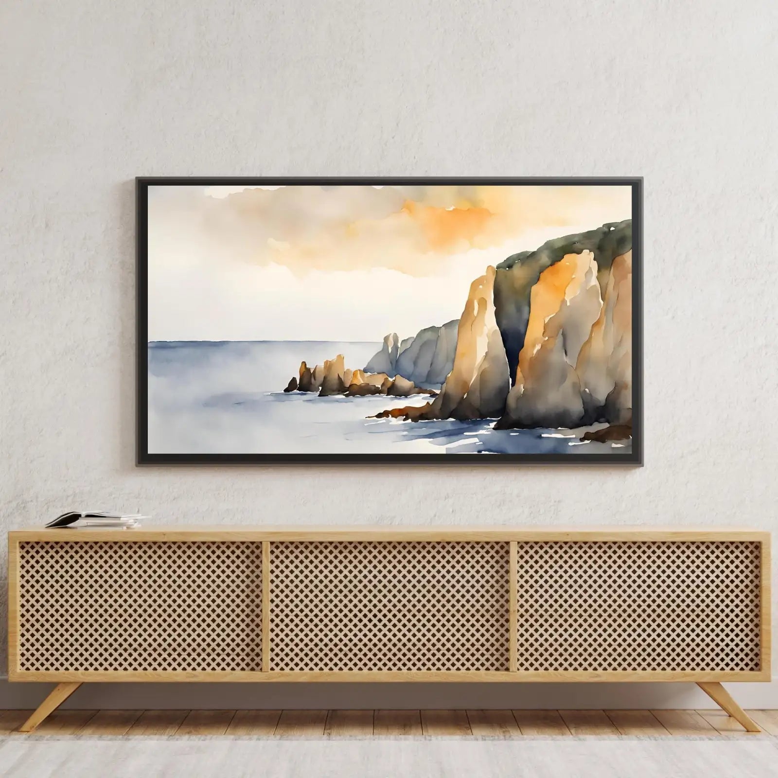 Watercolor Minimalist Frame TV Art. Contemporary 4K Digital Art for Samsung Frame TV. Minimalist Ocean Landscape Decor. – Frame TV Digital Download Art – Digital Download