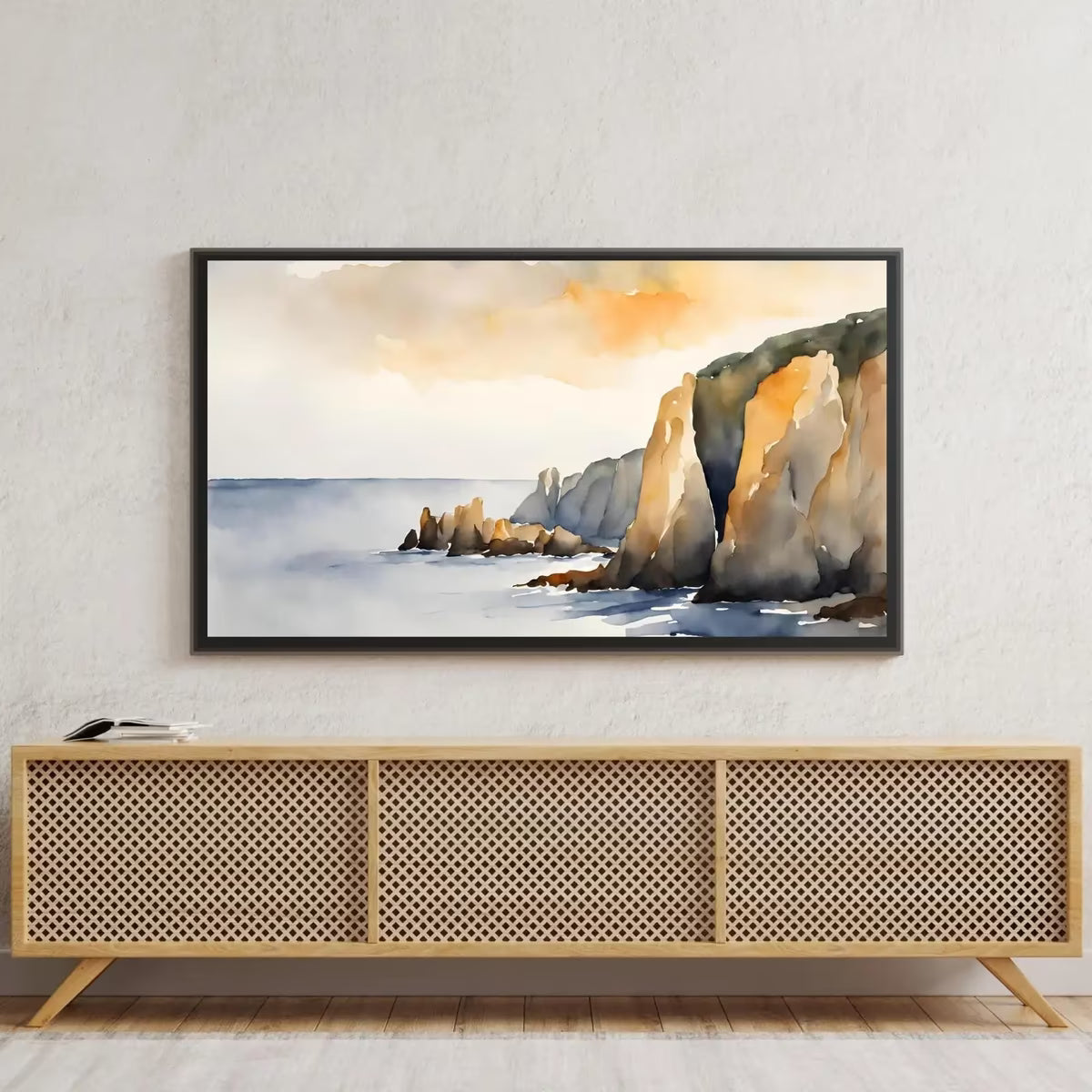Watercolor Minimalist Frame TV Art. Contemporary 4K Digital Art for Samsung Frame TV. Minimalist Ocean Landscape Decor. – Frame TV  Art
