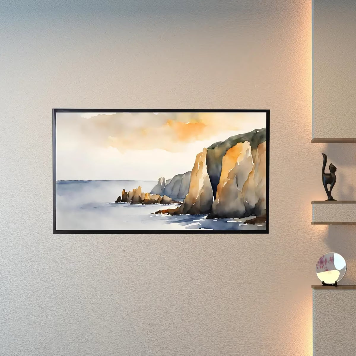Watercolor Minimalist Frame TV Art. Contemporary 4K Digital Art for Samsung Frame TV. Minimalist Ocean Landscape Decor. – Frame TV  Art