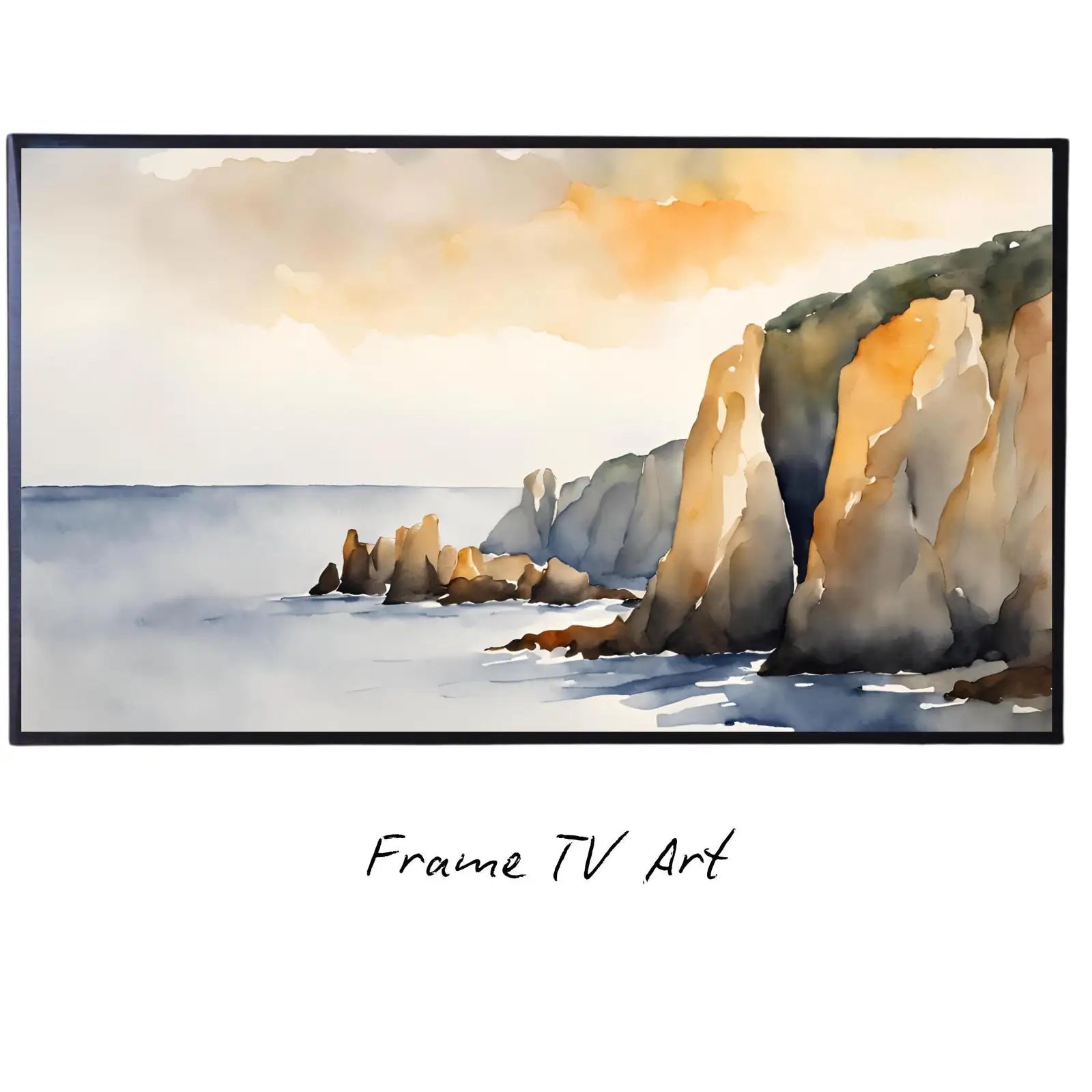 Watercolor Minimalist Frame TV Art. Contemporary 4K Digital Art for Samsung Frame TV. Minimalist Ocean Landscape Decor. – Frame TV Digital Download Art – Digital Download