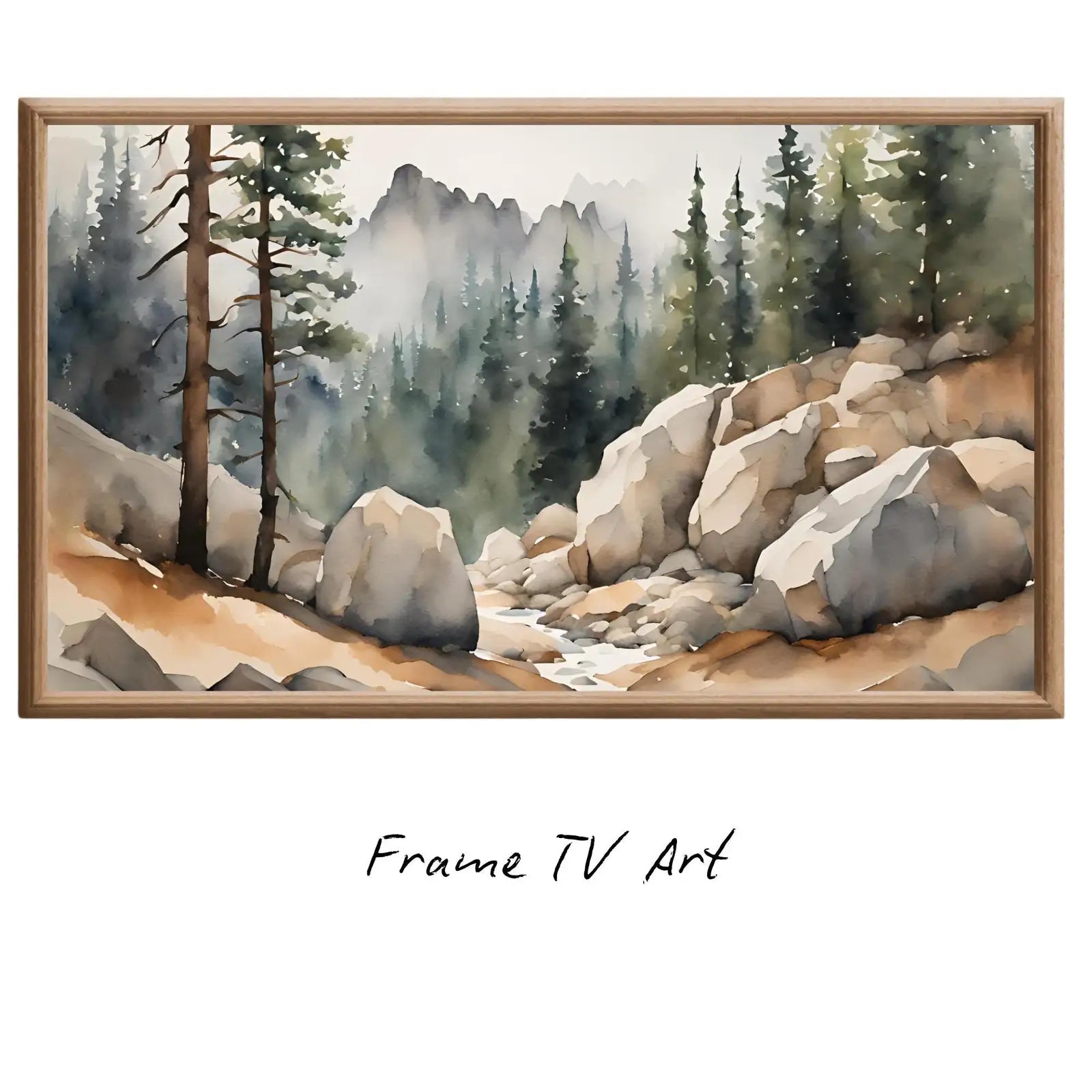 Watercolor Minimalist Landscape Decor. Frame TV Art for Samsung Frame TV. 4K Nature Scene Wall Art for Modern Homes. – Frame TV Digital Download Art – Digital Download
