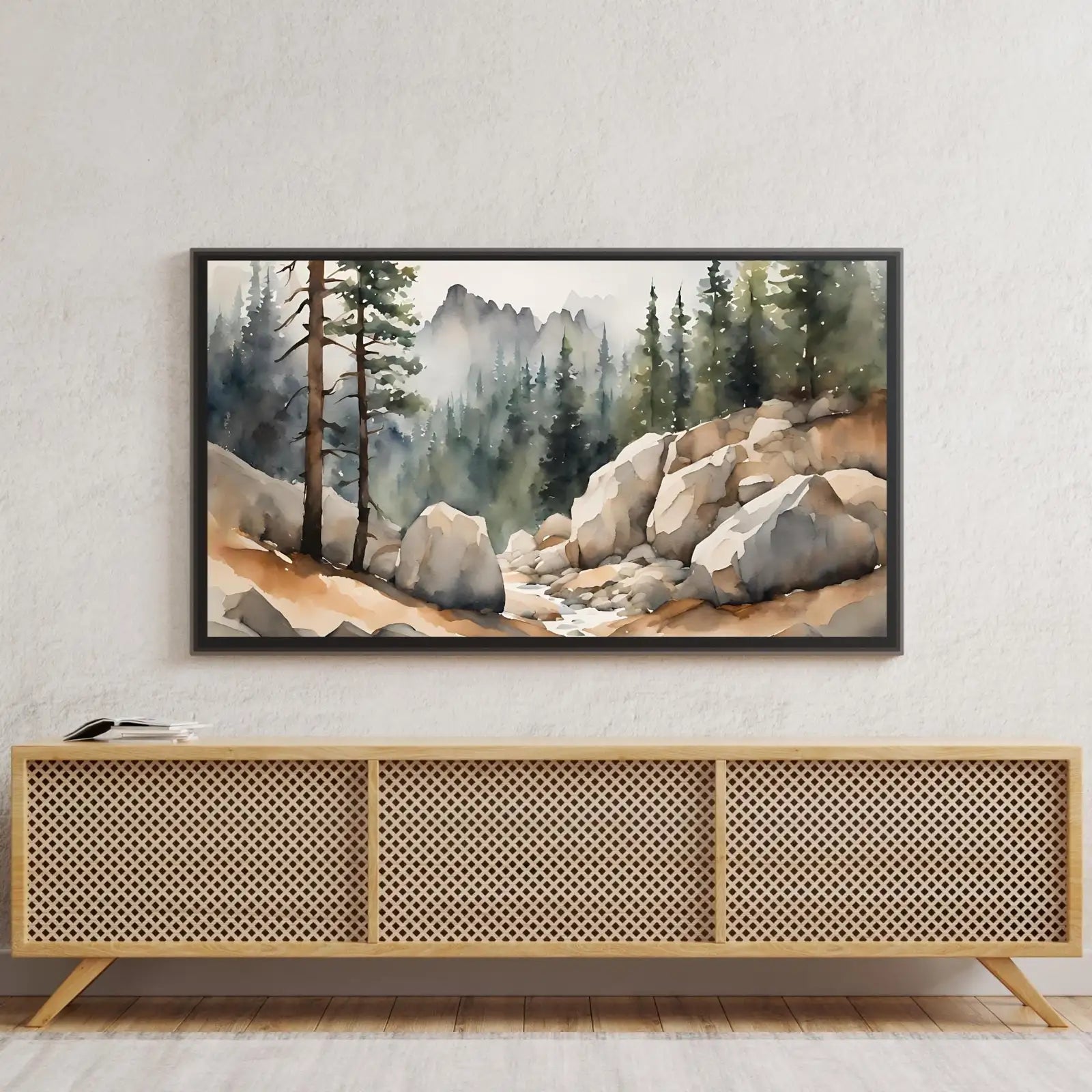 Watercolor Minimalist Landscape Decor. Frame TV Art for Samsung Frame TV. 4K Nature Scene Wall Art for Modern Homes. – Frame TV Digital Download Art – Digital Download
