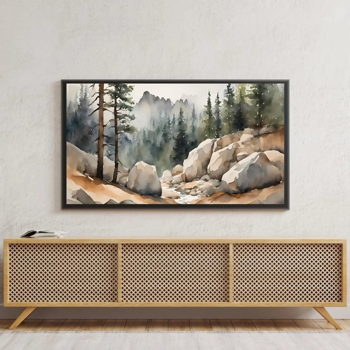 Watercolor Minimalist Landscape Decor. Frame TV Art for Samsung Frame TV. 4K Nature Scene Wall Art for Modern Homes. – Frame TV  Art
