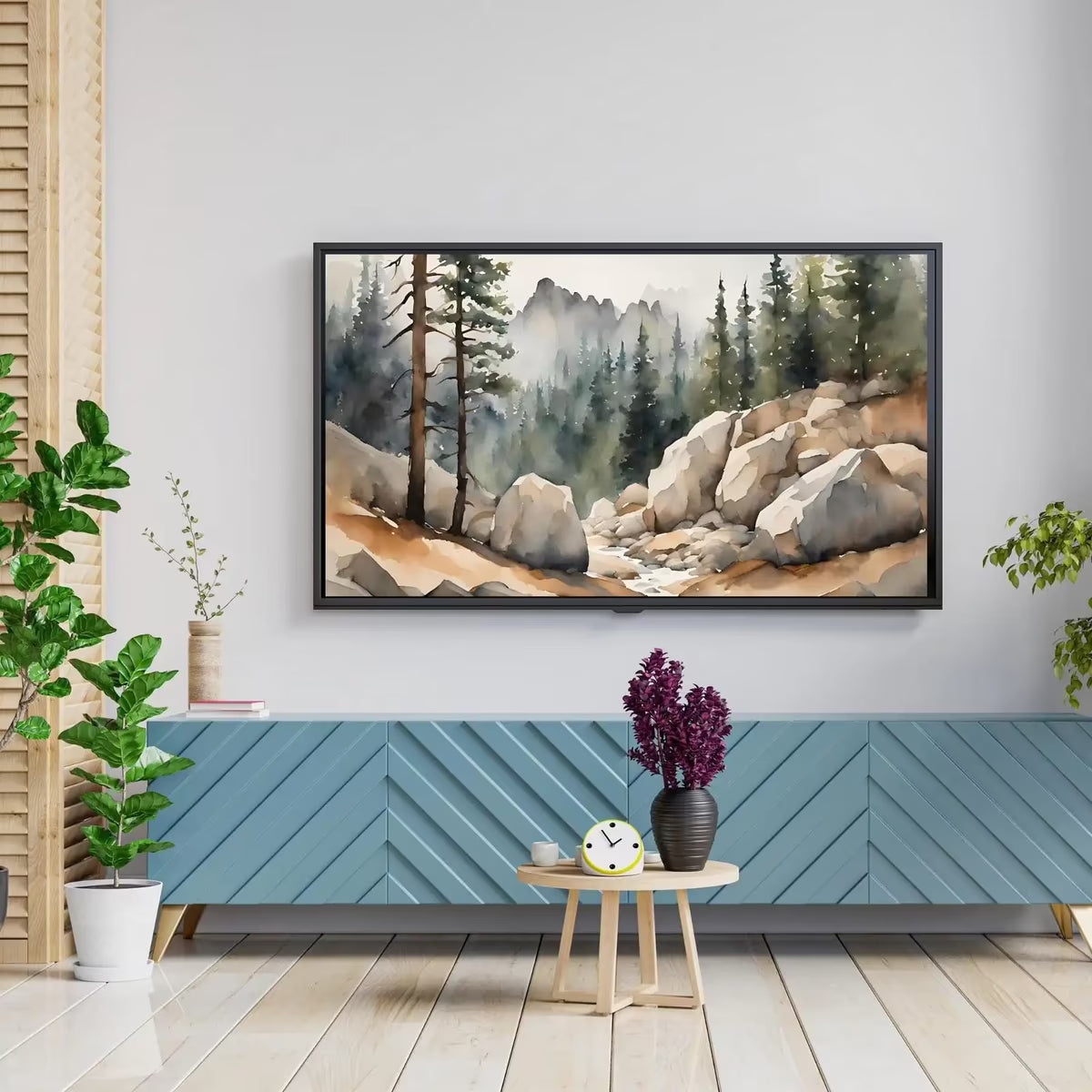 Watercolor Minimalist Landscape Decor. Frame TV Art for Samsung Frame TV. 4K Nature Scene Wall Art for Modern Homes. – Frame TV  Art