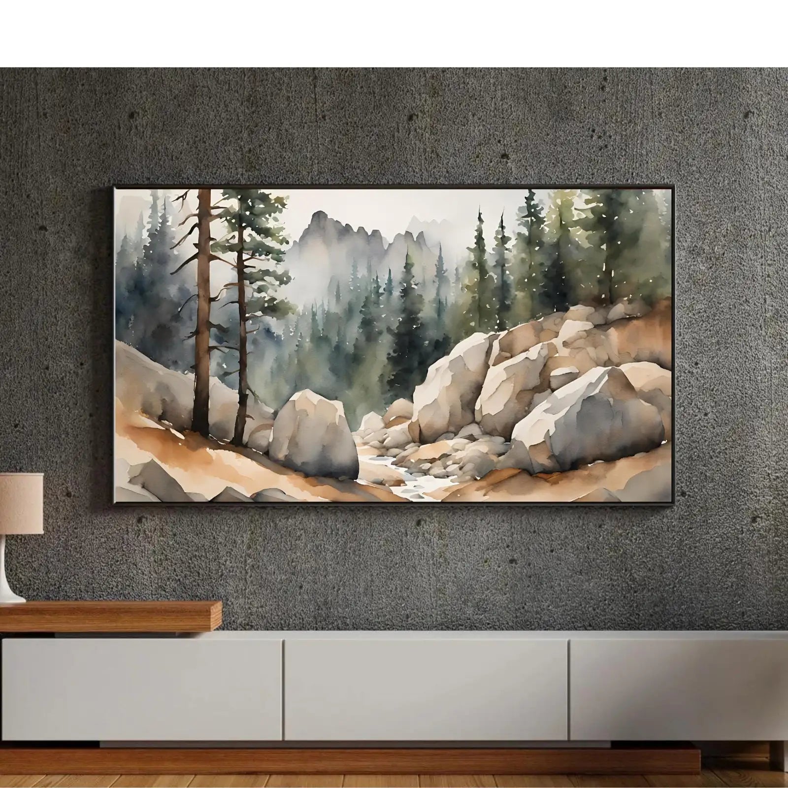Watercolor Minimalist Landscape Decor. Frame TV Art for Samsung Frame TV. 4K Nature Scene Wall Art for Modern Homes. – Frame TV Digital Download Art – Digital Download