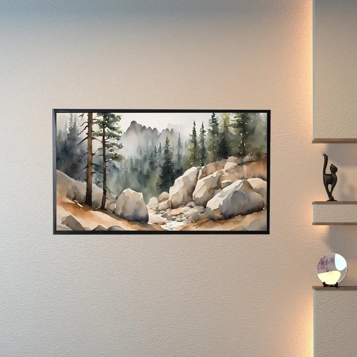 Watercolor Minimalist Landscape Decor. Frame TV Art for Samsung Frame TV. 4K Nature Scene Wall Art for Modern Homes. – Frame TV  Art