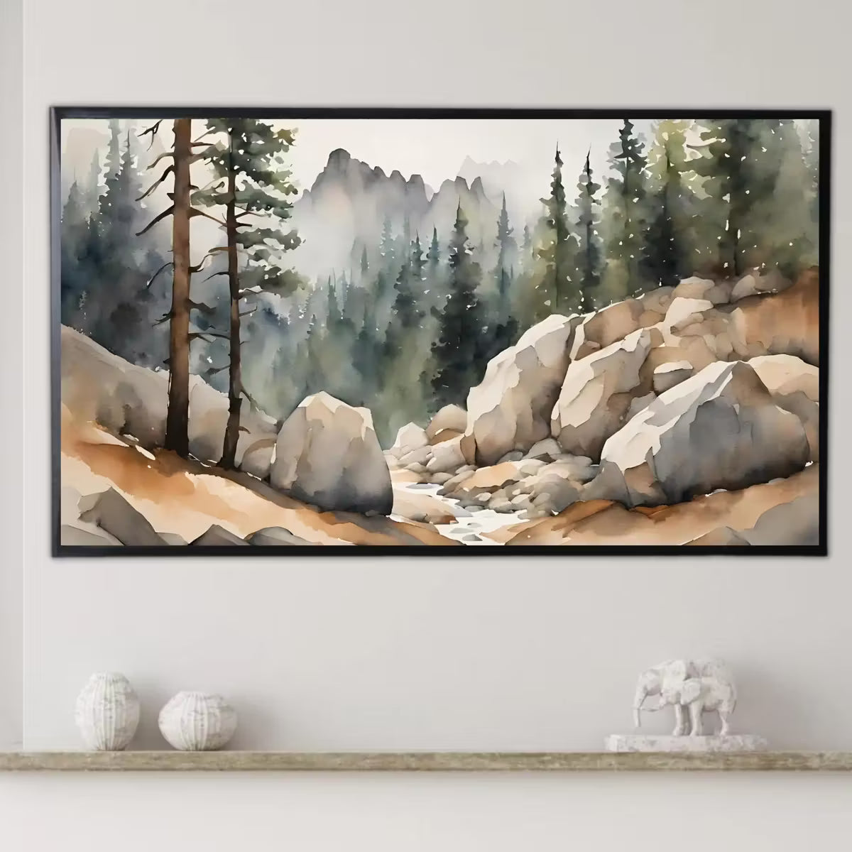 Watercolor Minimalist Landscape Decor. Frame TV Art for Samsung Frame TV. 4K Nature Scene Wall Art for Modern Homes. – Frame TV  Art