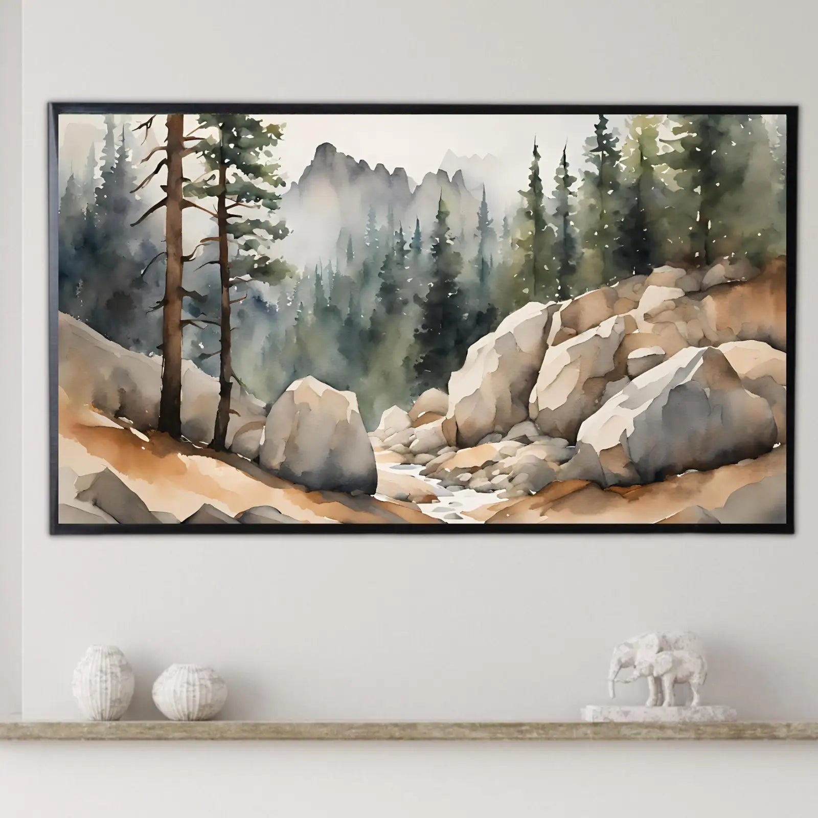 Watercolor Minimalist Landscape Decor. Frame TV Art for Samsung Frame TV. 4K Nature Scene Wall Art for Modern Homes. – Frame TV Digital Download Art – Digital Download