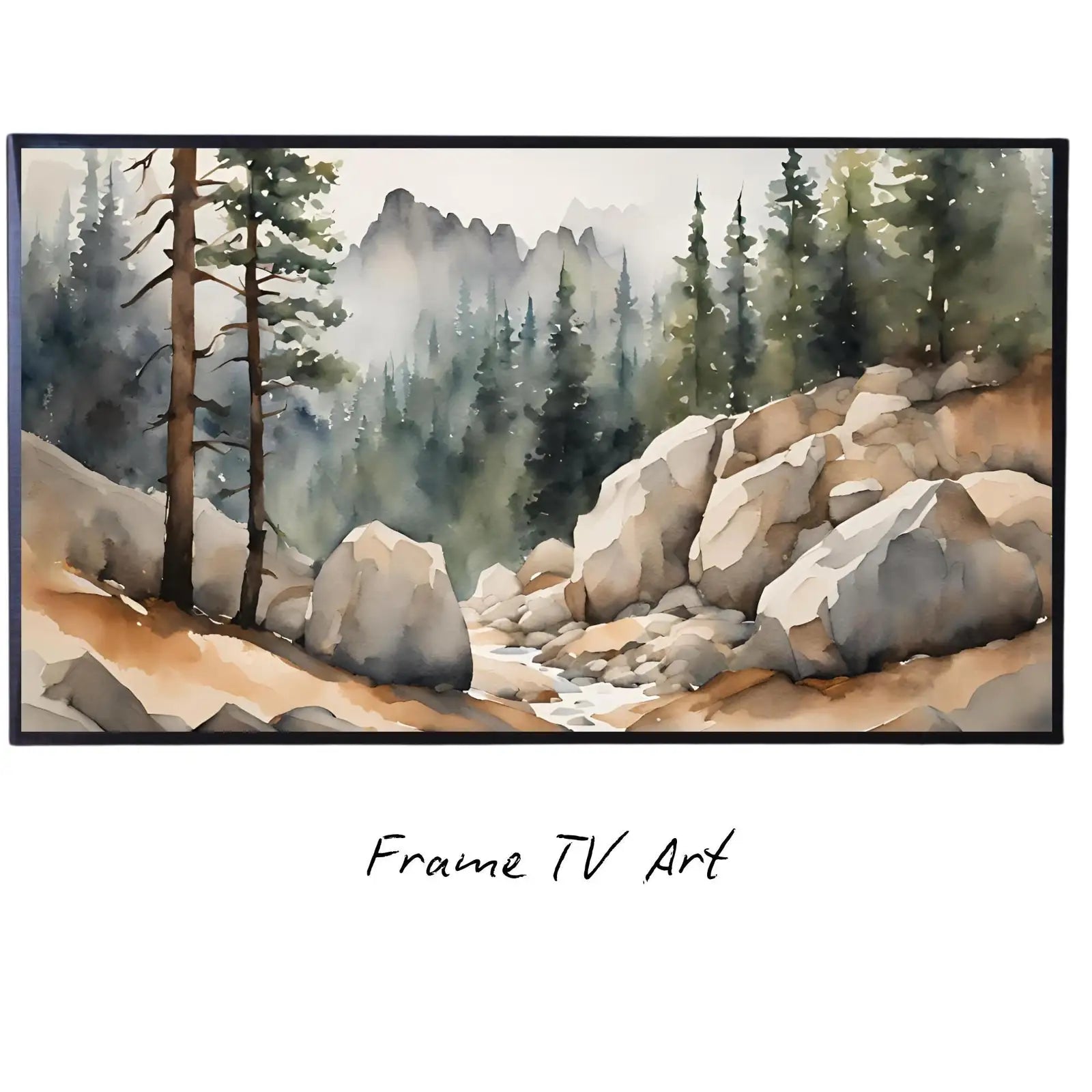 Watercolor Minimalist Landscape Decor. Frame TV Art for Samsung Frame TV. 4K Nature Scene Wall Art for Modern Homes. – Frame TV Digital Download Art – Digital Download