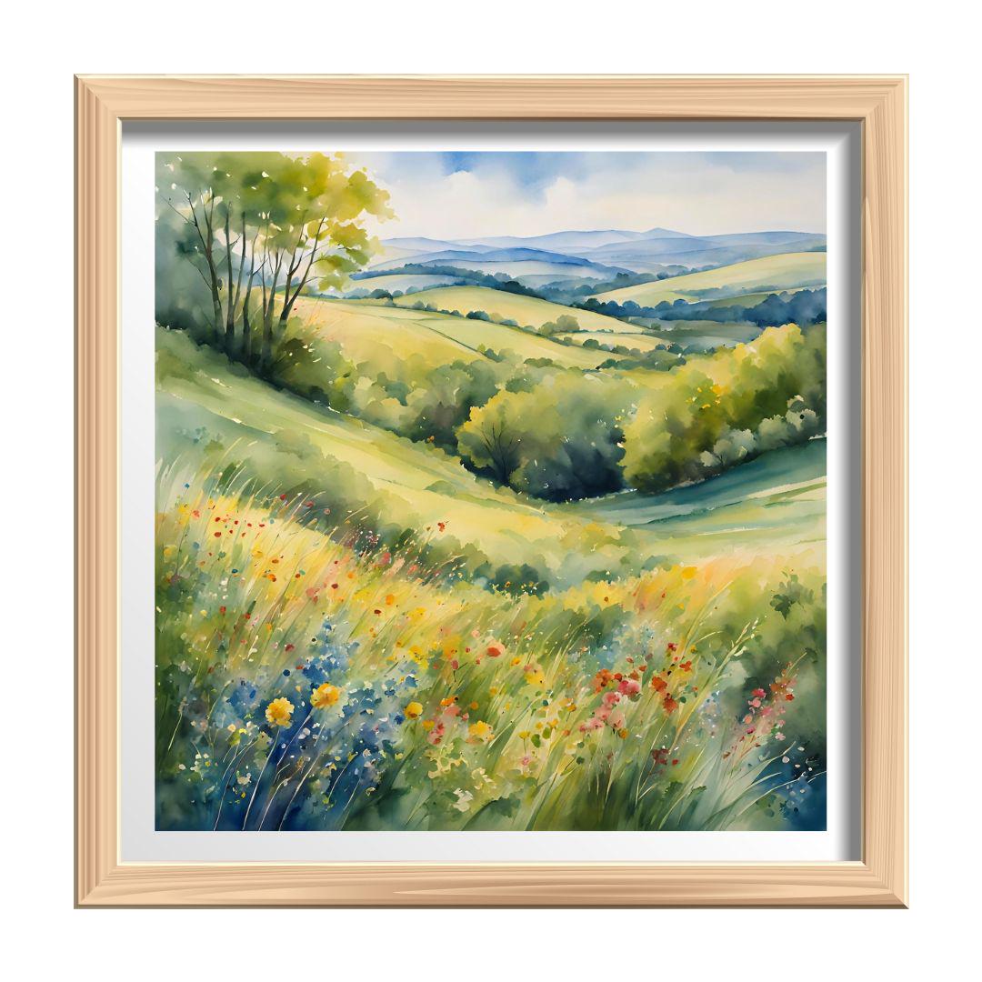 Included artwork preview showing first selection of artworks from Watercolor Painting Printable Art I Countryside Floral Design I Colorful Square Format Wall Decor.