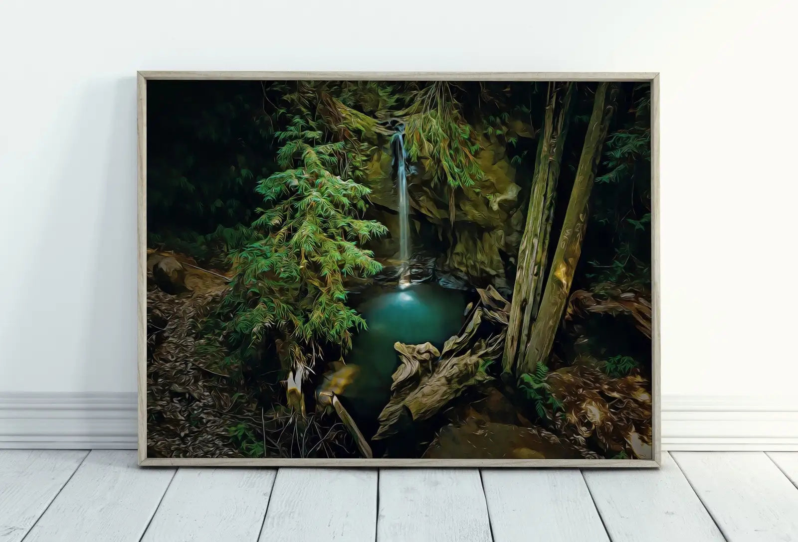 Waterfall Painting Printable Wall Art. Instant Download Print of a Waterfall Pouring Down Into a Pond in the Woods. Nature Print Home Decor – Printable Wall Art Digital Download – Digital Download
