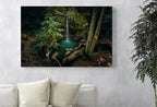 Waterfall Painting Printable Wall Art. Instant Download Print of a Waterfall Pouring Down Into a Pond in the Woods. Nature Print Home Decor – Printable Wall Art