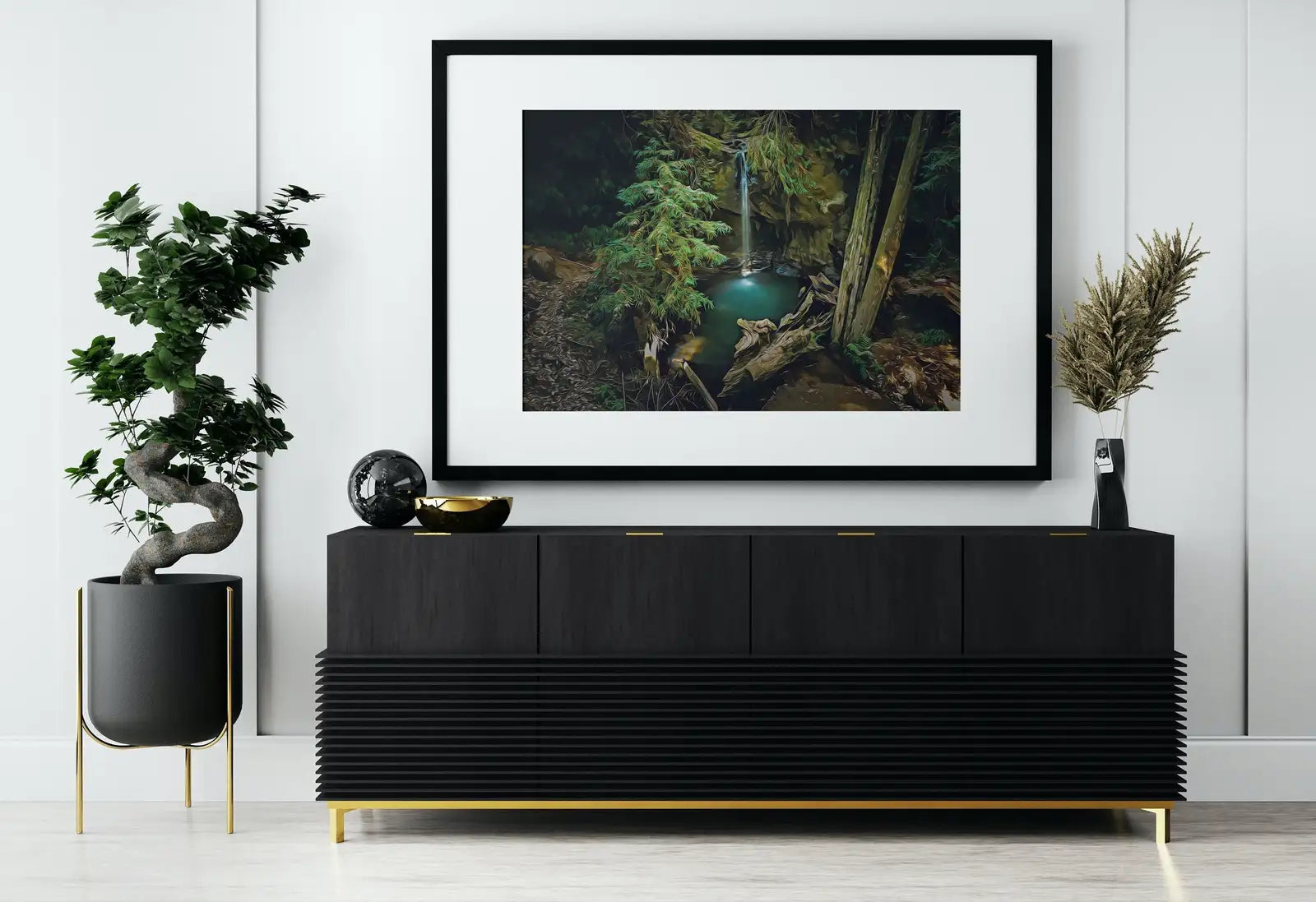 Waterfall Painting Printable Wall Art. Instant Download Print of a Waterfall Pouring Down Into a Pond in the Woods. Nature Print Home Decor – Printable Wall Art Digital Download – Digital Download