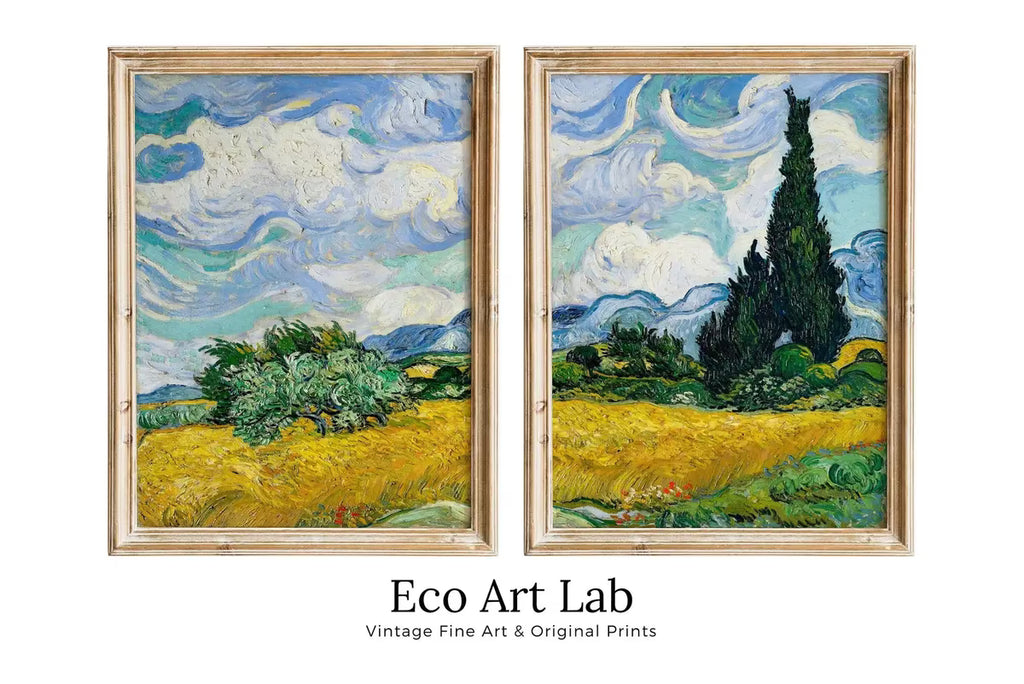 Wheat Field by Vincent van Gogh. Set of 2 Prints. Printable Famous Fine Art Prints. Instant Download Vintage Painting. 2 Piece Wall Art – Printable Wall Art Set