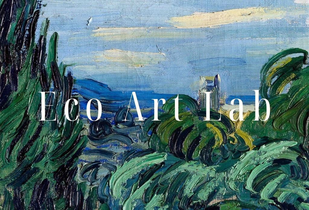 Detail view of artwork from Wheat Field with Cypress Vincent van Gogh Green Printable Famous Art Print. Instant Download van Gogh Print Vintage Art Landscape Painting.. (variation 1)