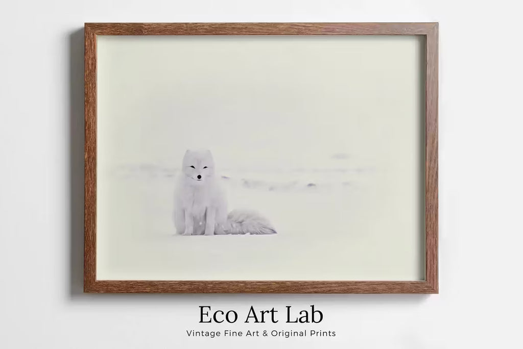 White Arctic Fox in Snow. Printable Wall Art.  Fox Wall Art Poster. Nature Print Digital Art. Instant Download Winter Decor – Printable Wall Art