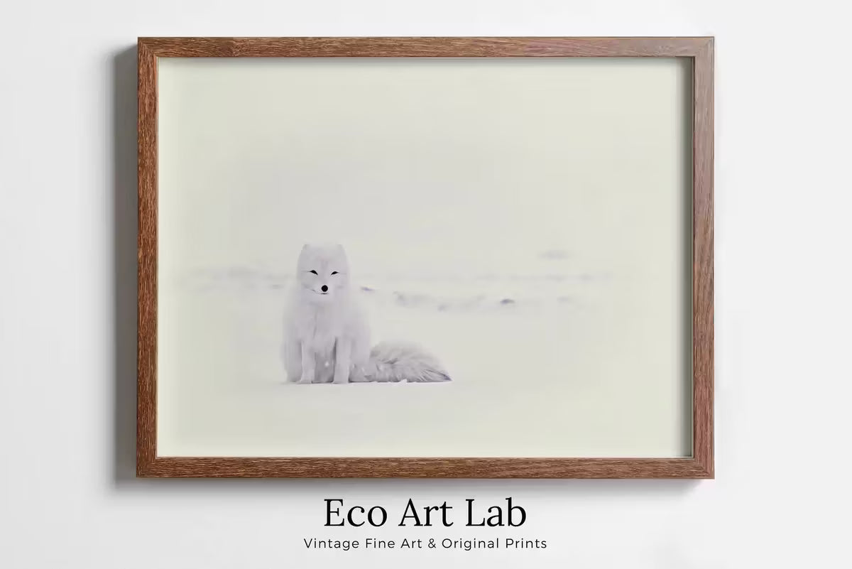 White Arctic Fox in Snow. Printable Wall Art.  Fox Wall Art Poster. Nature Print Digital Art. Instant Download Winter Decor – Printable Wall Art