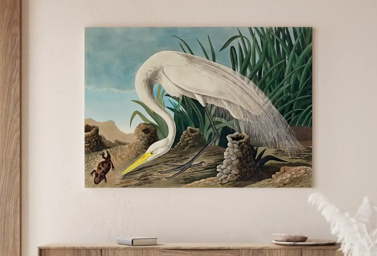 White Heron Vintage Tropical Bird Printable Wall Art. Wildlife Nature Colorful Tropical Bird Decor. Instant Download. Bird Poster Art Print – Printable Wall Art