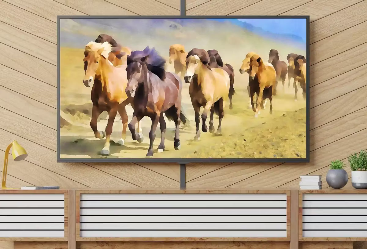 Wild Horses Galloping Digital Painting, Frame TV Art , Art for Tv, Colorful Art for Frame TV – Frame TV  Art