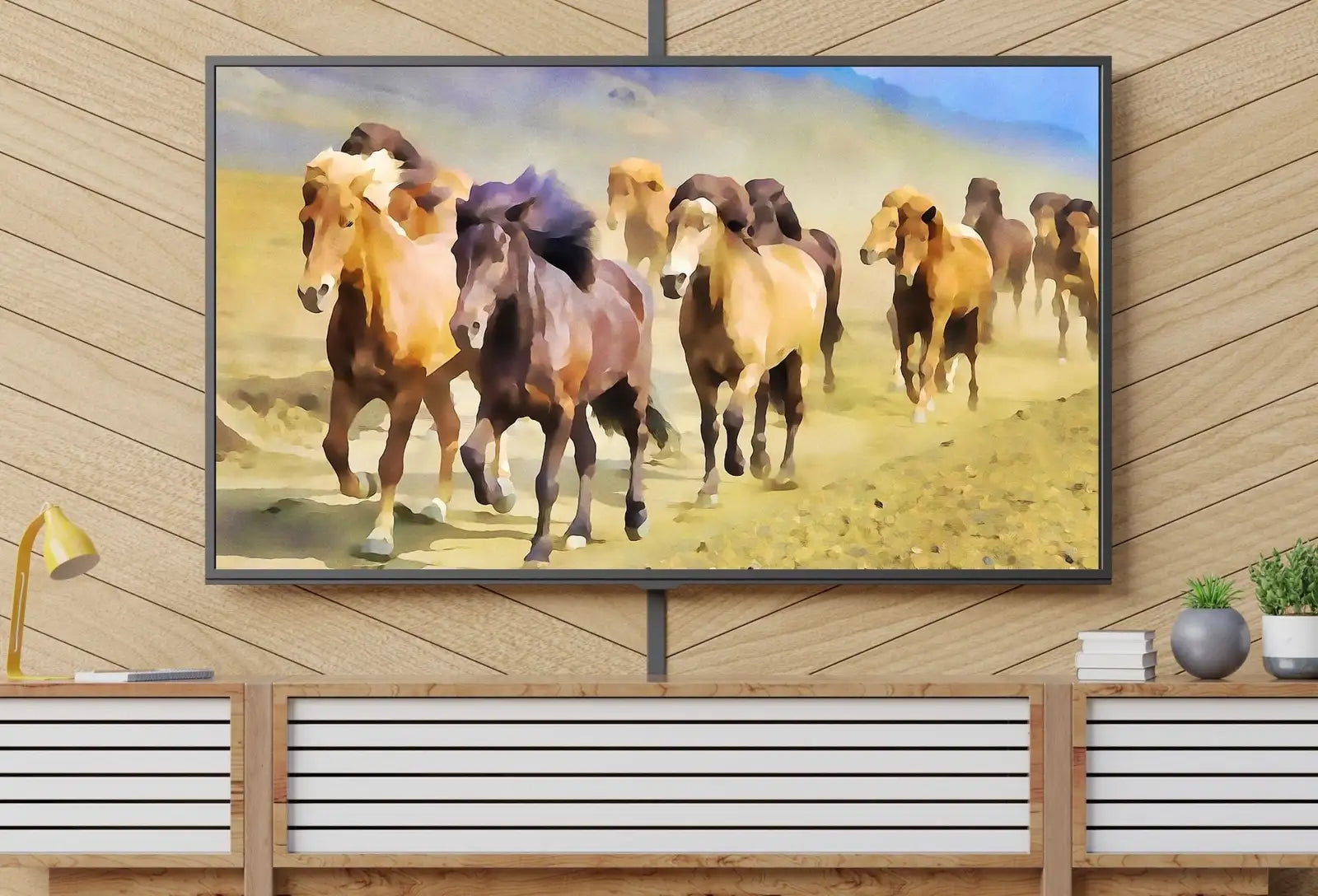 Included artwork preview showing first selection of artworks from Wild Horses Galloping Digital Painting, Frame TV Art Digital Download, Art for Tv, Colorful Art for Frame TV.