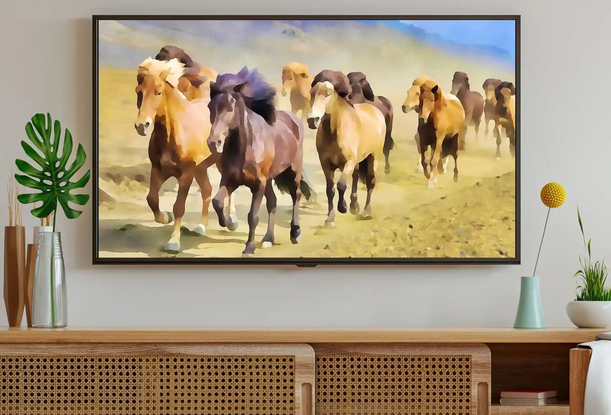 Wild Horses Galloping Digital Painting, Frame TV Art , Art for Tv, Colorful Art for Frame TV – Frame TV  Art