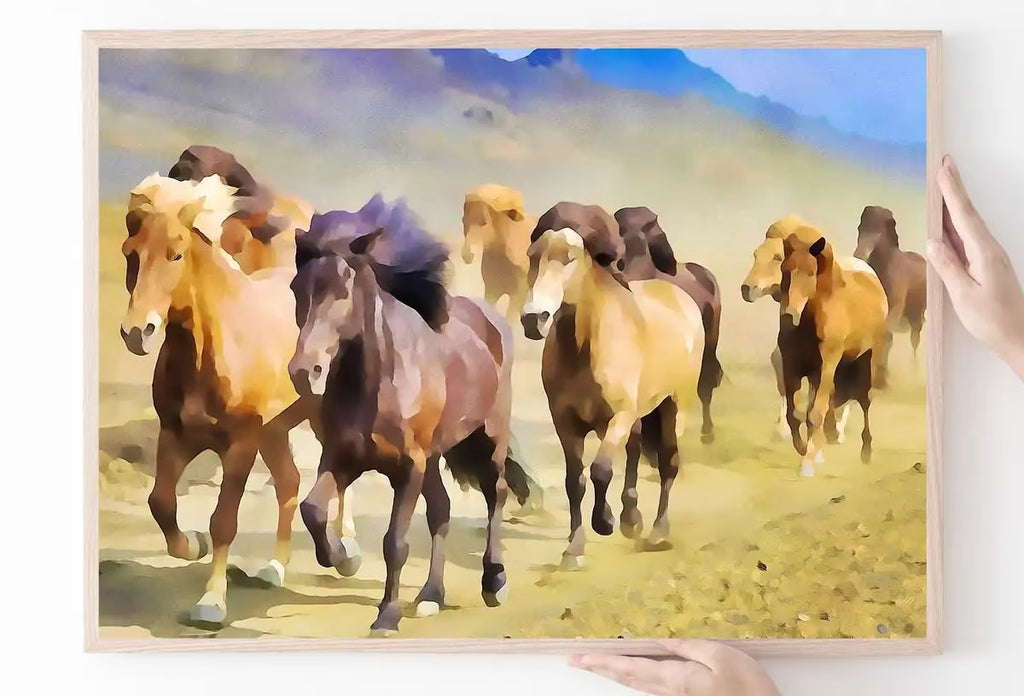Wild Horses Galloping Printable Wall Art, for Home or Office Horse Decor, Animal Painting Nature Print Digital Art Instant Download – Printable Wall Art