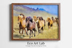 Framed view of Wild Horses Galloping Printable Wall Art, for Home or Office Horse Decor, Animal Painting Nature Print Digital Art Instant Download – printable wall art digital download.