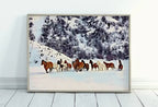 Wild Horses in Snow Digital Art Print. Horse Painting Animal Wall Art. Horse Poster Wall Decor, Horse Printable, Horse Photography – Printable Wall Art