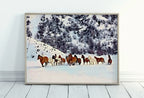 Included artwork preview showing first selection of artworks from Wild Horses in Snow Digital Art Print. Horse Painting Animal Wall Art. Horse Poster Wall Decor, Horse Printable, Horse Photography.