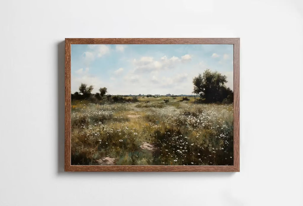 Wildflower Field Printable Art | Landscape Oil Painting | Country Field Wall Art | Vintage Landscape Art Print |  – Printable Wall Art