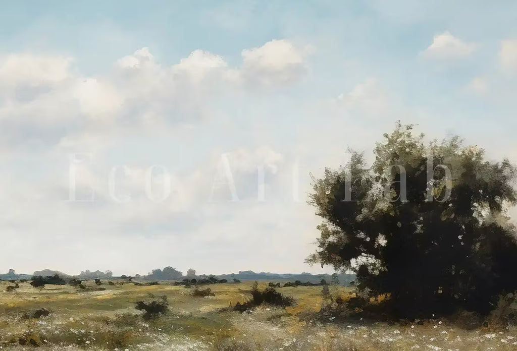 Wildflower Field Printable Art | Landscape Oil Painting | Country Field Wall Art | Vintage Landscape Art Print |  – Printable Wall Art