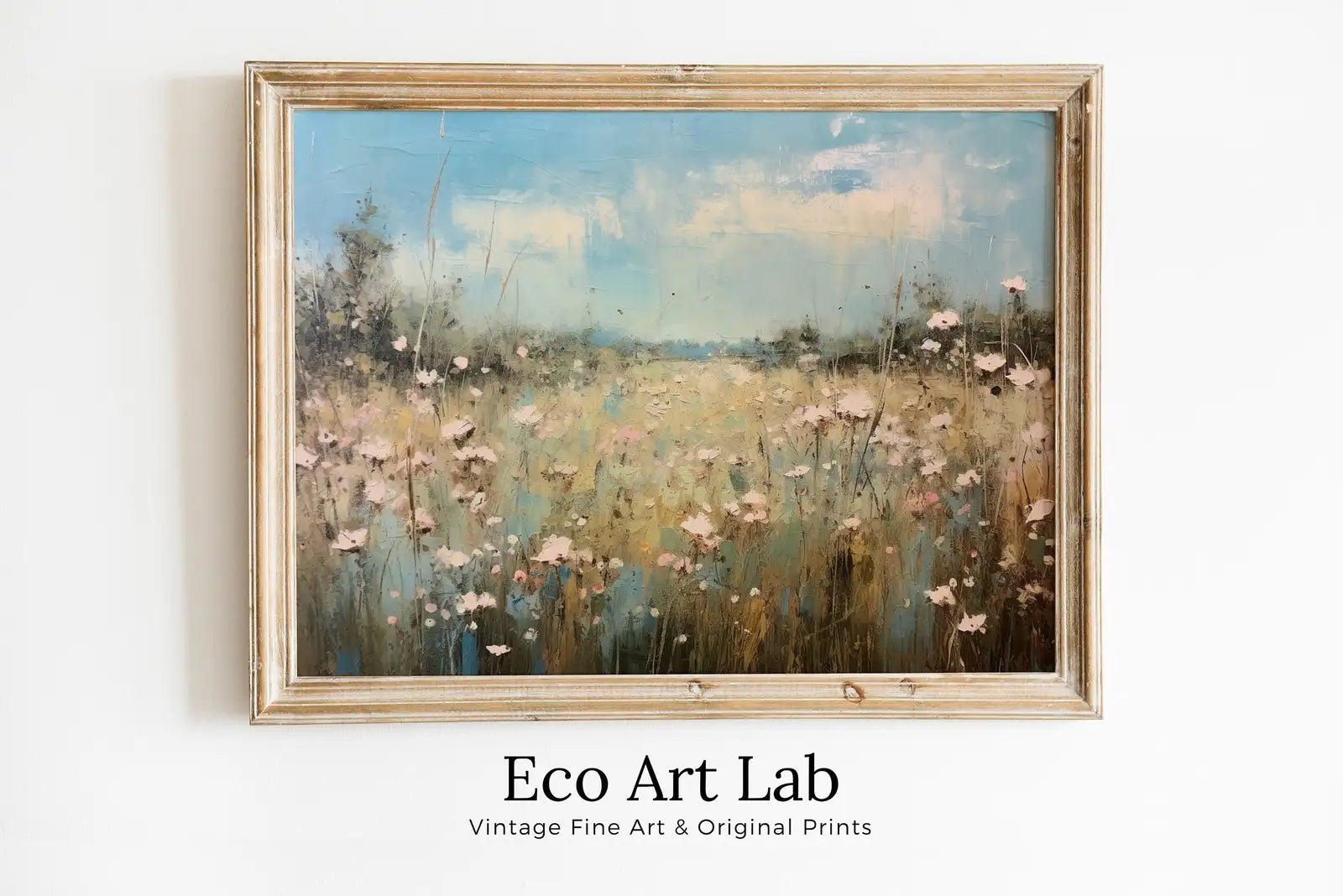 Champ de fleurs sauvages à imprimer, décor de ferme, peinture de paysage, décor cottagecore, téléchargement numérique