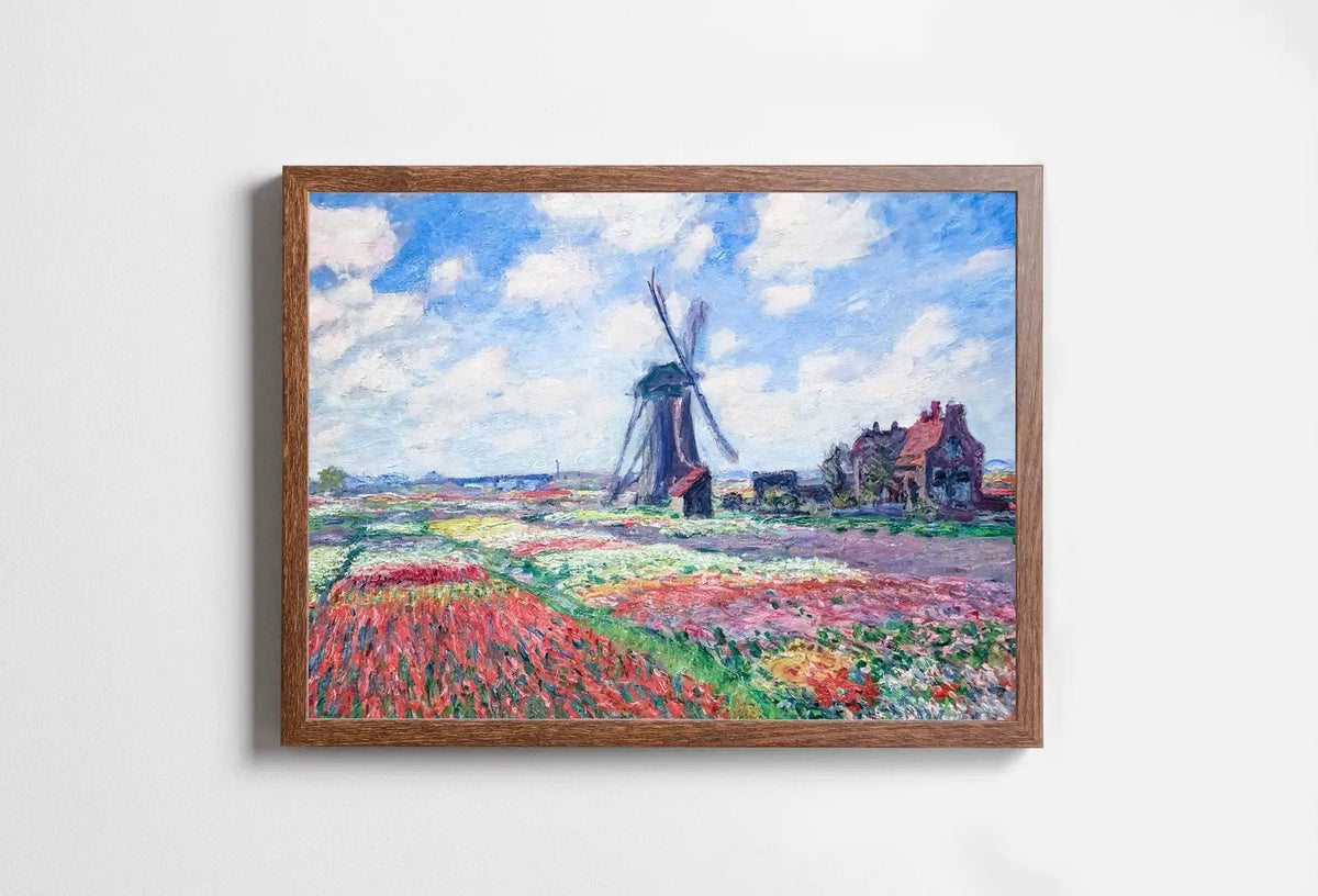 Included artwork preview showing first selection of artworks from Windmill in Tulip Field Famous Claude Monet Painting. Instant Download Vintage Decor. Monet Botanical Printable Wall Art. Vintage Decor.