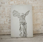 Detail view of artwork from Winged Victory of Samothrace Greek Mythology Printable Wall Art. Greek Sculpture Decor, Aesthetic Minimalist Decor Greek Goddess Statue.. (variation 1)