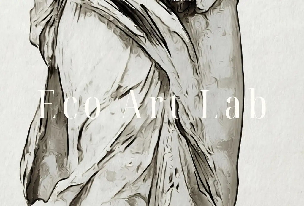 Detail view of artwork from Winged Victory of Samothrace Greek Mythology Printable Wall Art. Greek Sculpture Decor, Aesthetic Minimalist Decor Greek Goddess Statue.. (variation 2)